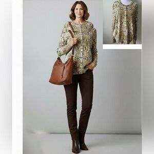 🌾TRADITION Sz XL Animal print  Cardigan Sweater Button Down* 100% Cotton …